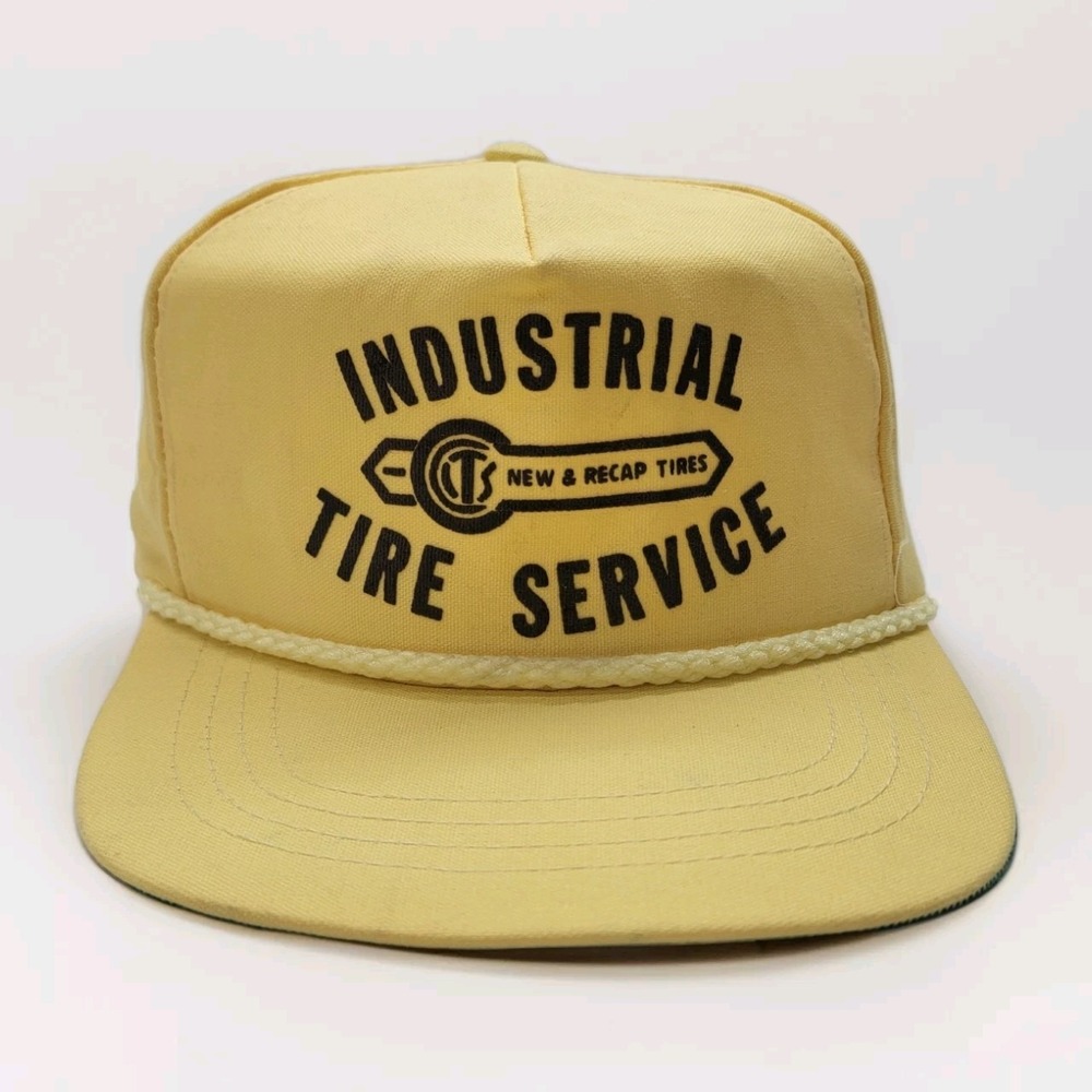 Vintage CTS Industrial Tire Service Hat Yellow Rope‎ Golf Strapback Cap
